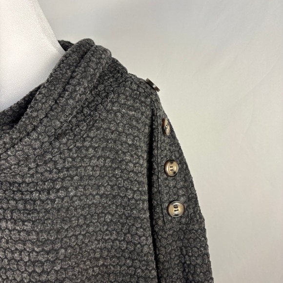 New York Laundry Women's Gray Textured Cowl Neck Tunic Top Button Detail L - Picture 3 of 12